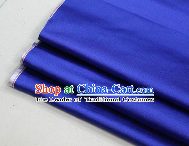 Chinese Traditional Royal Palace Mongolian Robe Royalblue Satin Brocade Fabric, Chinese Ancient Costume Drapery Hanfu Cheongsam Material