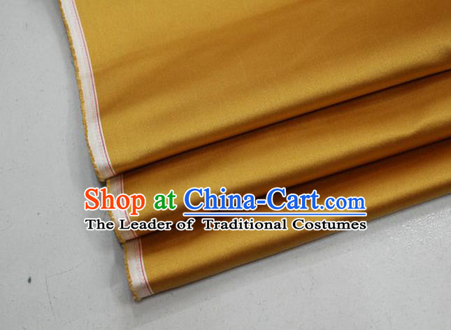 Chinese Traditional Royal Palace Mongolian Robe Ginger Satin Brocade Fabric, Chinese Ancient Costume Drapery Hanfu Cheongsam Material