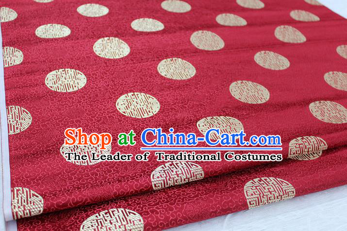 Chinese Traditional Royal Palace Longevity Pattern Mongolian Robe Red Brocade Fabric, Chinese Ancient Costume Drapery Hanfu Tang Suit Material