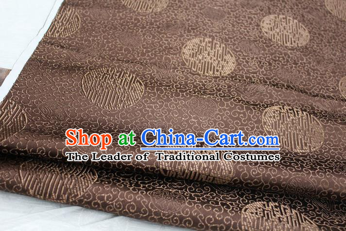 Chinese Traditional Royal Palace Longevity Pattern Mongolian Robe Brown Brocade Fabric, Chinese Ancient Costume Drapery Hanfu Tang Suit Material