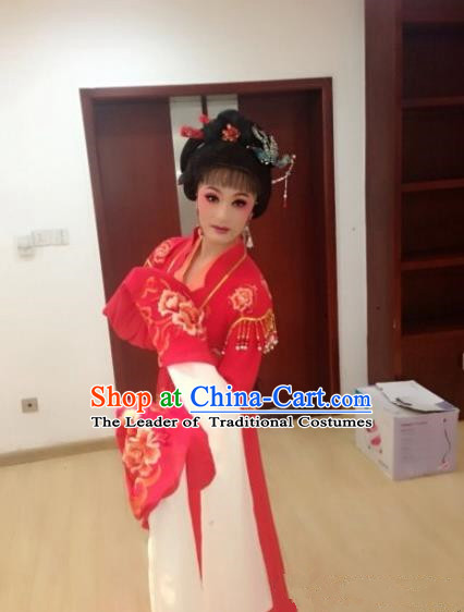 Traditional Ancient Chinese Yueju Opera Dancing Costume, Chinese Folk Dance Water Sleeves Dress, Chinese Imperial Emperess Embroidery Costume for Women