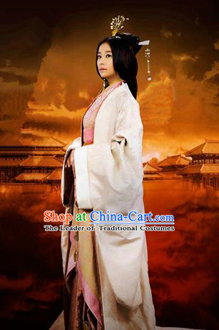Traditional Ancient Chinese Imperial Emperess Costume, Elegant Hanfu Clothing Chinese Han Dynasty Imperial Emperess Tailing Embroidered Clothing for Women