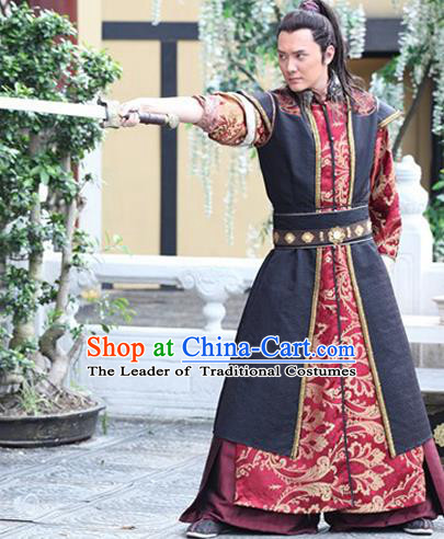 Ancient Chinese Swordsman Costumes Han Dynasty General Clothing for Men