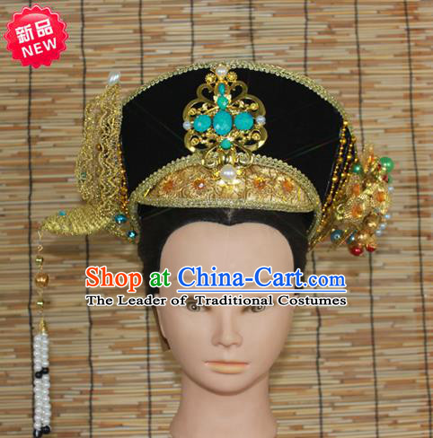 Traditional Handmade Chinese Ancient Classical Hair Accessories Qing Dynasty Manchu Princess Hairpin, Manchu Empress Phoenix Coronet, Wedding Hair Jewellery, Hair Fascinators Hairpins Complete Set for Women