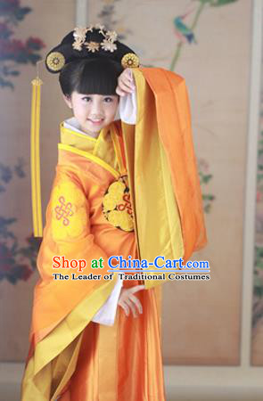 Traditional Ancient Chinese Imperial Princess Children Costume, Chinese Han Dynasty Little Imperial Consort Dress, Cosplay Chinese Princess Hanfu Clothing for Kids
