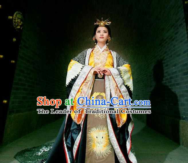 Traditional Ancient Chinese Imperial Empress Costume, Chinese Tang Dynasty Queen Dress, Chinese Wu Ze tian Embroidered Hanfu Clothing for Women