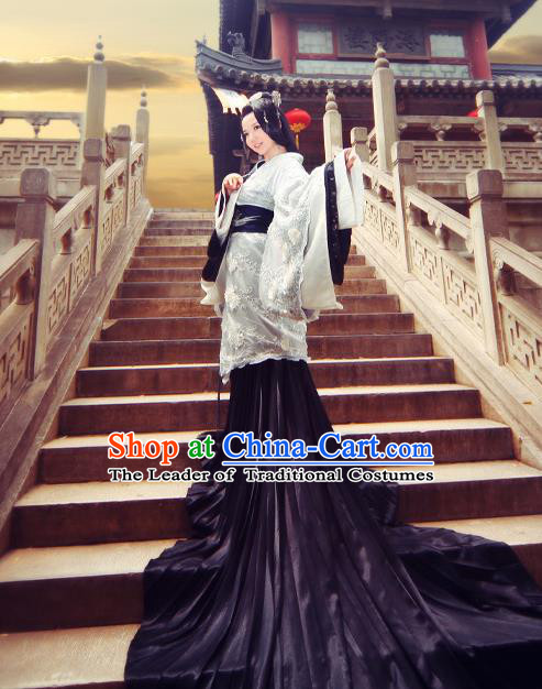 Traditional Ancient Chinese Imperial Consort Costume, Elegant Hanfu Clothing Chinese Han Dynasty Imperial Emperess Tailing Embroidered Gorgeous Clothing for Women