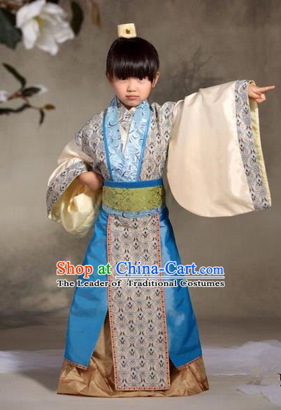 Traditional Ancient Chinese Nobility Childe Children Costume, Children Elegant Hanfu Dress Chinese Han Dynasty Imperial Prince Clothing for Kids