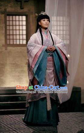 Traditional Top Chinese Ancient Imperial Consort Costume, Elegant Young Lady Hanfu Dance Dress Chinese Qin Dynasty Imperial Senior Concubine Embroidered Tailing Clothing for Women