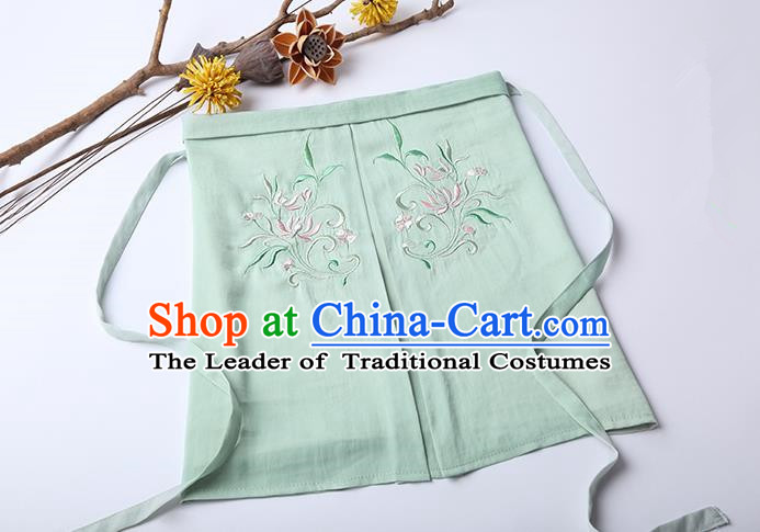 Traditional Ancient Chinese Costume Chest Wrap, Elegant Hanfu Boob Tube Top Clothing Chinese Song Dynasty Embroidery Lotus Green Condole Belt for Women