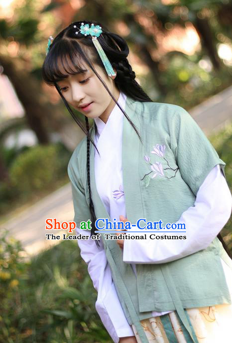 Traditional Ancient Chinese Female Costume Cardigan, Elegant Hanfu Coat Chinese Ming Dynasty Palace Lady Embroidered Mangnolia Clothing for Women