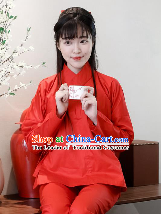 Traditional Ancient Chinese Female Costume Red Blouse and Pants Underpants  Complete Set, Elegant Hanfu Underpants Clothing