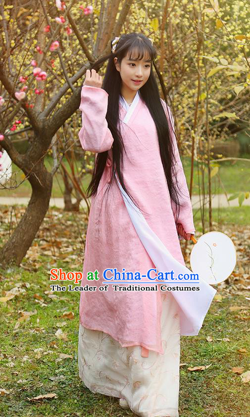 Traditional Ancient Chinese Female Costume, Elegant Hanfu Clothing Long Gown Chinese Ming Dynasty Palace Lady Embroidered Clothing for Women