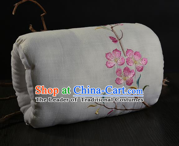 Traditional Ancient Chinese Embroidered Muff Embroidered Peach Blossom Bolster Beige Handwarmers for Women