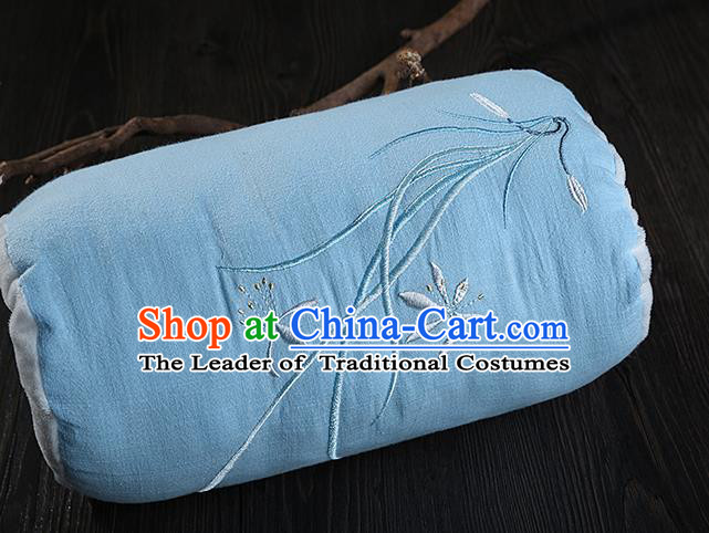 Traditional Ancient Chinese Embroidered Muff Embroidered Orchid Blue Handwarmers for Women
