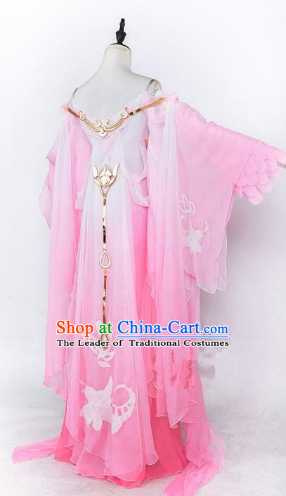 Traditional Asian Chinese Princess Costume, Elegant Hanfu Dance Wide Sleeves Clothing, Chinese Imperial Princess Tailing Embroidered Clothing, Chinese Cosplay Fairy Princess Empress Queen Cosplay Costumes for Women