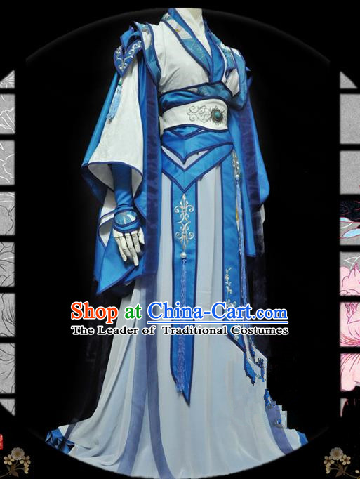Traditional Asian Chinese Ancient Nobility Childe Costume, Elegant Hanfu Dress, Chinese Imperial Prince Tailing Embroidered Clothing, Chinese Cosplay Prince Costumes for Men
