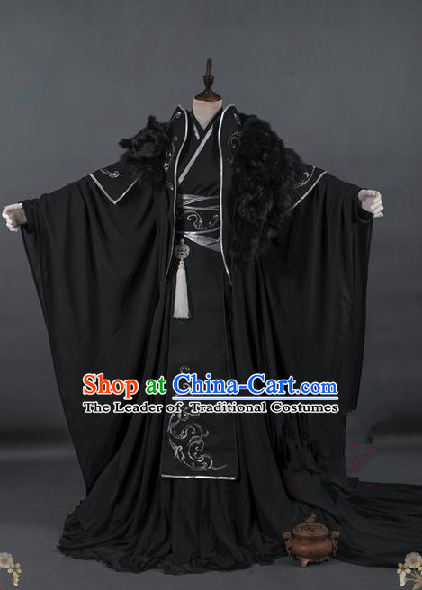 Traditional Asian Chinese Ancient Costume, Elegant Hanfu Dress, Chinese Imperial Prince Tailing Embroidered Totem Clothing, Chinese Cosplay Prince Costumes for Men