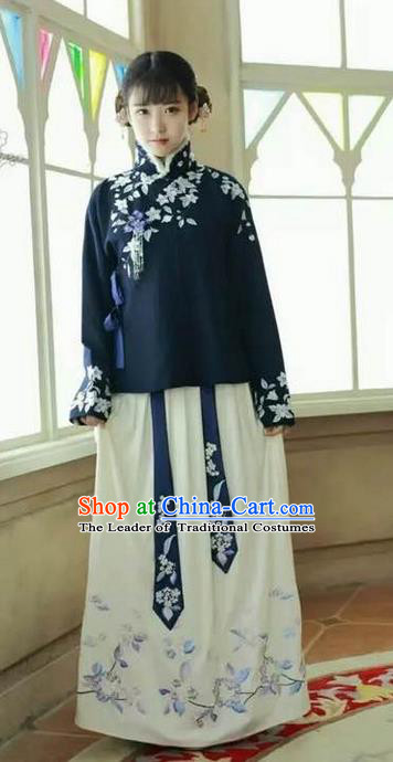 Traditional Ancient Chinese Female Costume Blouse and Skirt Complete Set, Elegant Hanfu Clothing Chinese Ming Dynasty Palace Lady Embroidered Clothing for Women