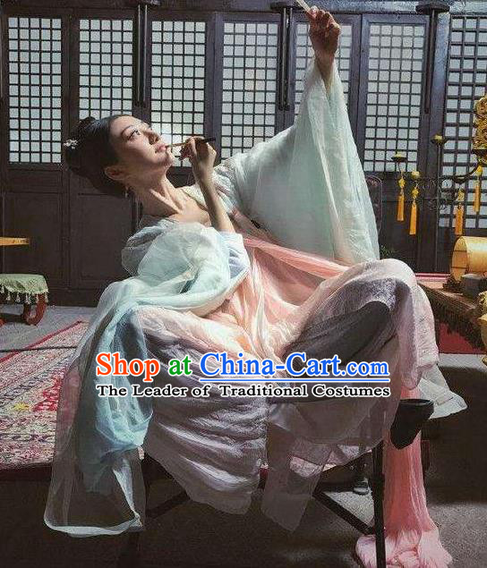Traditional Ancient Chinese Imperial Princess Costume, Elegant Hanfu Palace Lady Dress, Chinese Tang Dynasty Imperial Empress Tailing Embroidered Clothing for Women