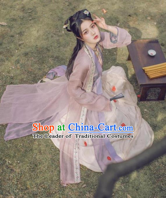 Traditional Ancient Chinese Female Costume Blouse and Dress Cappa Complete Set, Elegant Hanfu Clothing Chinese Song Dynasty Palace Princess Embroidered Clothing for Women