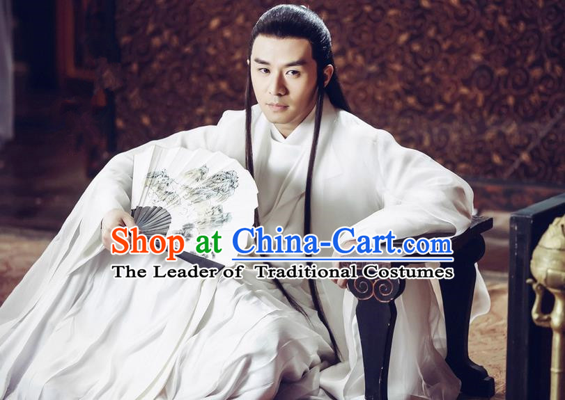 Traditional Ancient Chinese Imperial Prince Costume Complete Set, Elegant Hanfu Nobility Childe Robe, Chinese Cosplay Teleplay Ten great III of peach blossom Role Crown Prince Clothing for Men