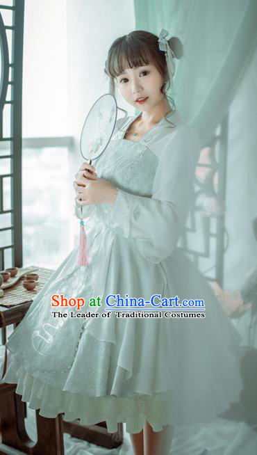 Traditional Ancient Chinese Imperial Consort Improved Costume, Elegant Hanfu Clothing Chinese Tang Dynasty Imperial Empress Cosplay Fairy Embroidered White Dress for Women
