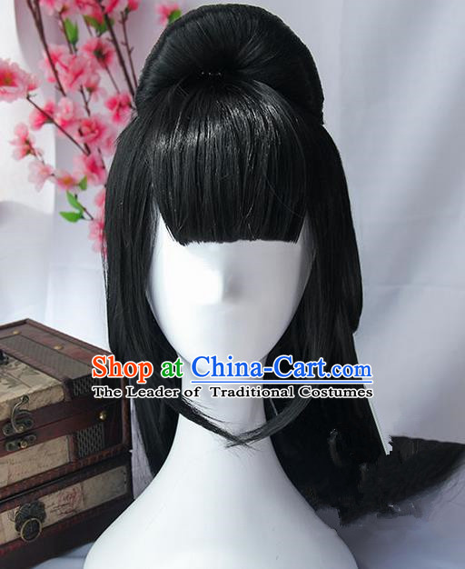 Traditional Handmade Ancient Chinese Han Dynasty Princess Wig, Ancient Chinese Palace Young Lady Wig for Women