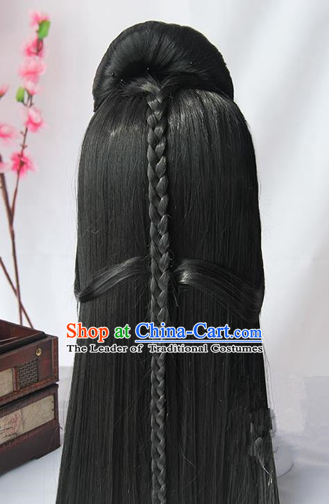 Chinese Ancient Swordsman Long Wig Set