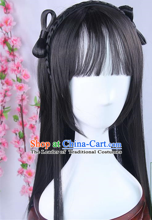 Chinese Ancient Swordsman Long Wig Set