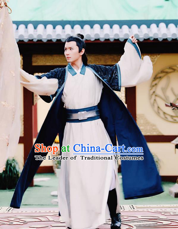 Traditional Ancient Chinese Imperial Prince Costume, Elegant Hanfu Nobility Childe Robe, Chinese Han Dynasty Swordsman Clothing for Men