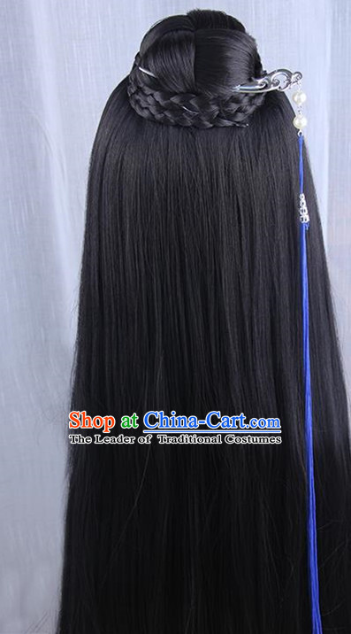 Chinese Ancient Swordsman Long Wig Set