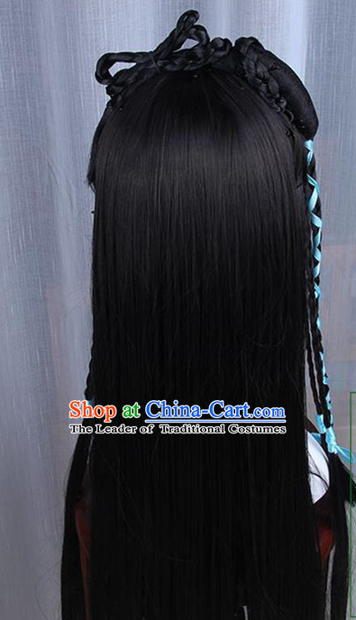 Chinese Ancient Swordsman Long Wig Set