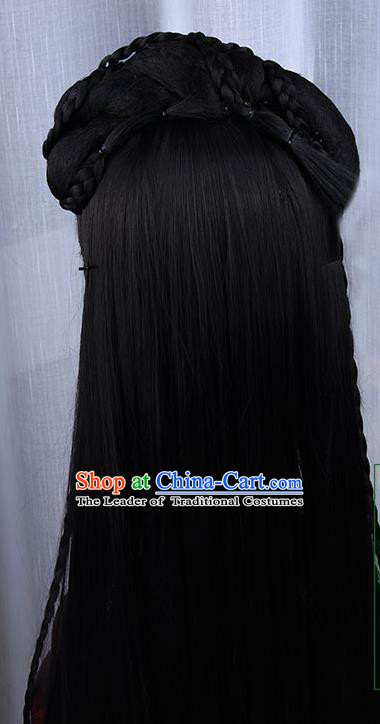 Chinese Ancient Swordsman Long Wig Set