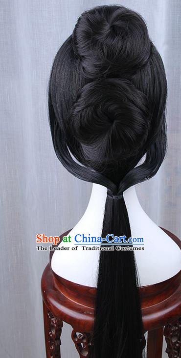 Chinese Ancient Swordsman Long Wig Set