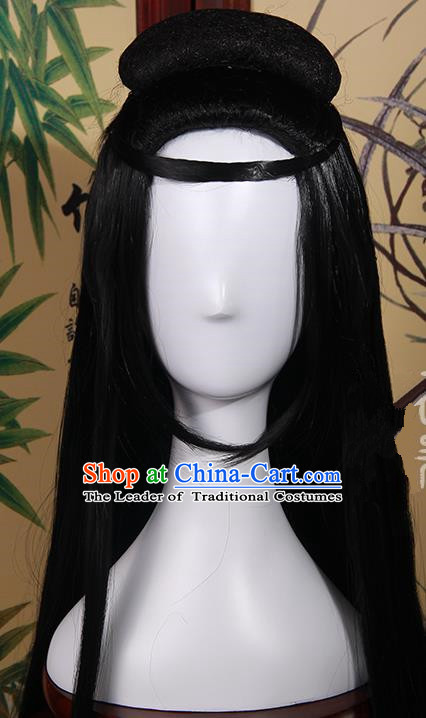 Traditional Handmade Ancient Chinese Tang Dynasty Imperial Princess Fairy Wig, Ancient Chinese Cosplay Fairy Palace Young Lady Hair Wig for Women