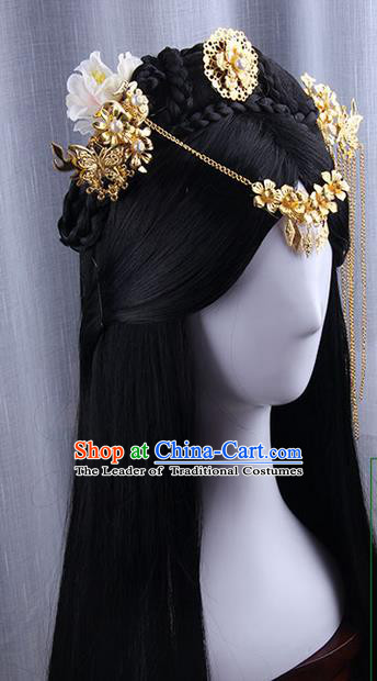 Chinese Ancient Swordsman Long Wig Set