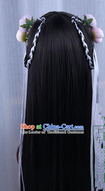 Chinese Ancient Swordsman Long Wig Set