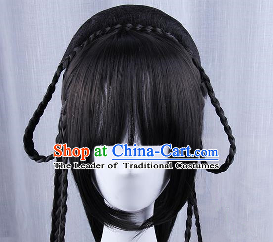 Chinese Ancient Swordsman Long Wig Set