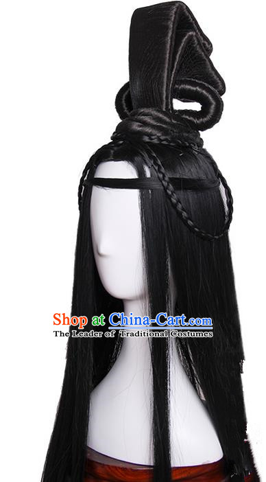 Chinese Ancient Swordsman Long Wig Set