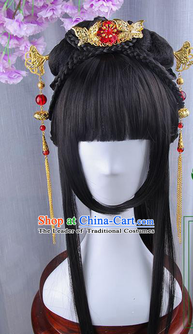 Chinese Ancient Swordsman Long Wig Set