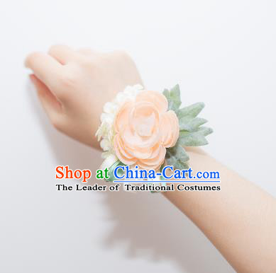 Top Grade Classical Wedding Silk Flowers, Bride Emulational Wrist Flowers Bridesmaid Bracelet Flowers for Women