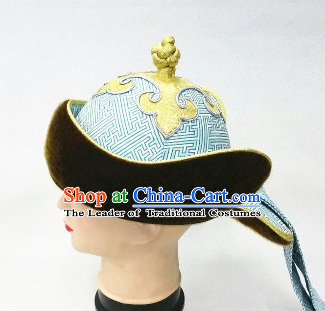 Traditional Chinese Nationality Dancing Costume Mongolian Folk Dance Ethnic Headdress Hat Headband