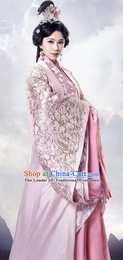 Traditional Ancient Chinese Imperial Consort Costume, Elegant Hanfu Palace Princess Dress Han Dynasty Imperial Concubine Embroidered Tailing Clothing for Women