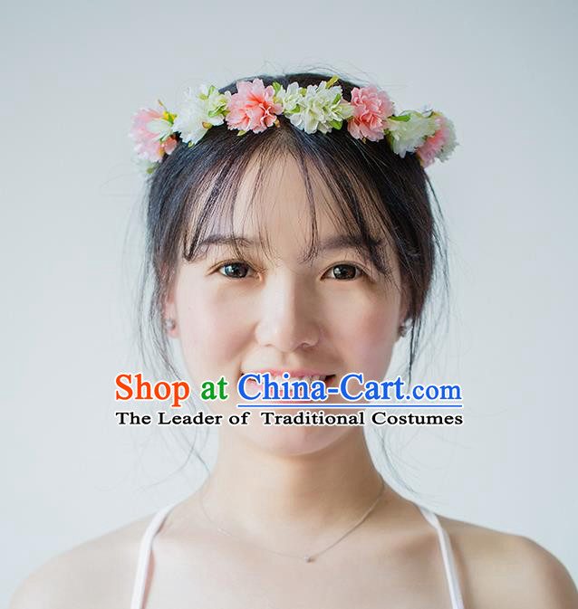 Handmade Chinese Classical Hair Accessories Wedding Hair Sticks Hair Jewellery, Bride Royal Crown Flowers Hair Clasp for Women
