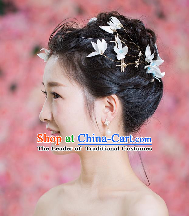 Handmade Chinese Classical Hair Accessories Wedding Hair Sticks Hair Jewellery, Bride Royal Crown Flowers Hair Clasp for Women