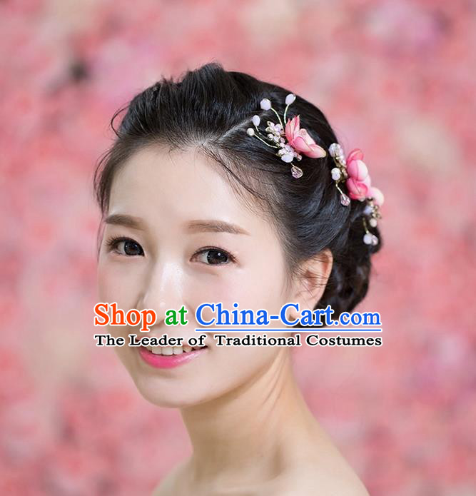 Handmade Chinese Classical Hair Accessories Wedding Hair Sticks Hair Jewellery, Bride Royal Crown Red Plum Flowers Hair Clasp for Women