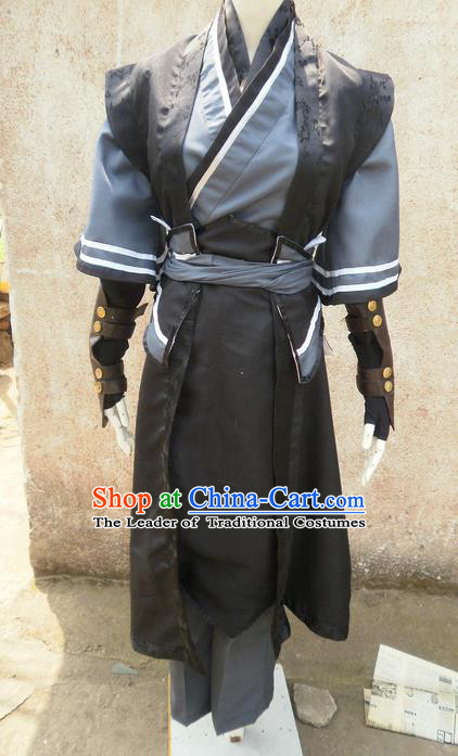 Traditional Ancient Chinese Classical Cartoon Character Nobility Childe Uniform Cosplay Game Role Han Dynasty Prince Swordmen Costume Complete Set for Men