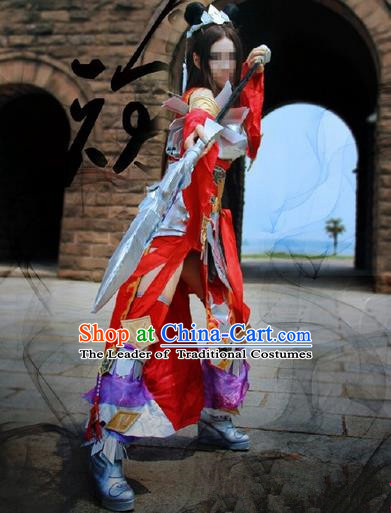 Traditional Ancient Chinese Classical Cartoon Character Uniform Cosplay Game Role Han Dynasty Swordmen Costume Complete Set for Women