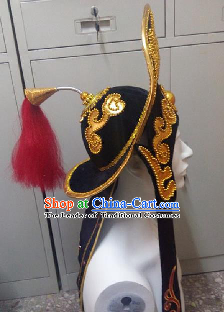 Traditional Ancient Chinese Classical Peking Opera Props, Peking Opera Headwear Changing Faces Hat for Men